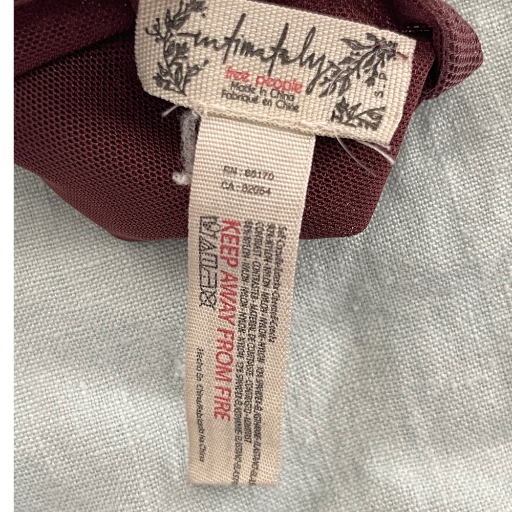 Free People Intimately Corset Top Burgundy Polka Dot Mesh Bustier S OB805844 I07 - Picture 3 of 3